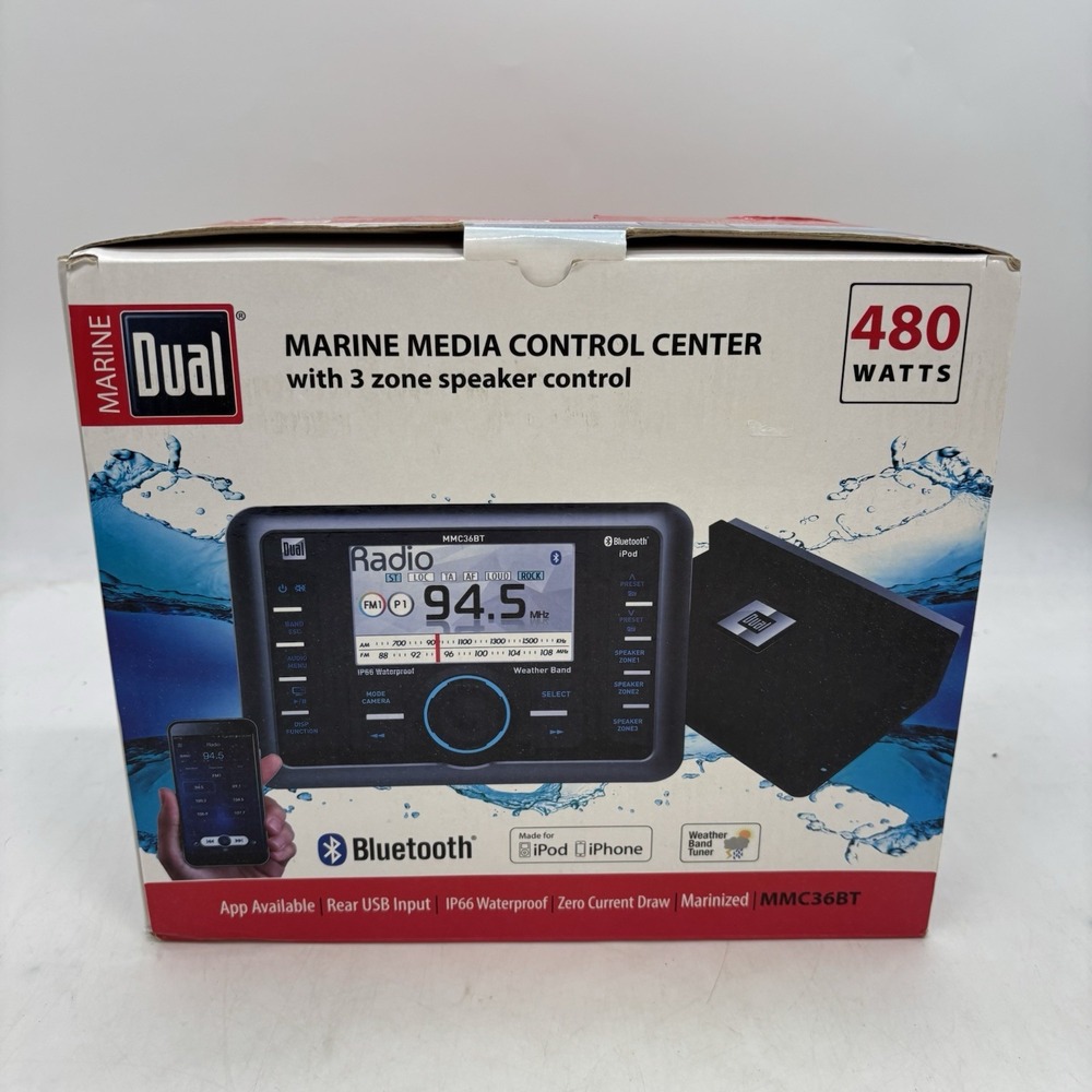 Dual MMC36BT Marine Digital Media Center | 3" Color TFT | Bluetooth | Black Box